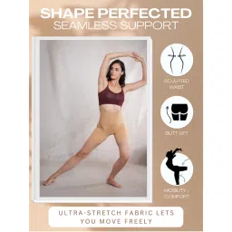 CrossKulture Beige High Waist Seamless Tummy Control Shapewear Shorts-picture-36