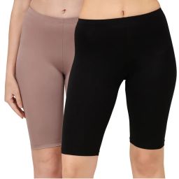 SOIE Mid Rise Soft Polyamide Spandex Knee Length Cycling shorts-Pack of 2-Multi-Color-picture-38