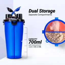 Vector X Dual Shaker/Sipper Bottle with Two Compartment for Storing Different Drinks (700ml) image 3