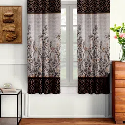 Cortina Brown 2 Pcs Window Curtains image 1