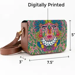 Kalankit Graphic Printed Vegan Leather Zip detail Sling Bag image 4