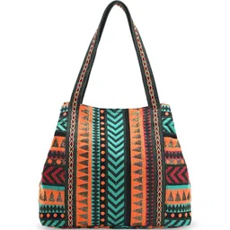 BohoGirl Women Geometric Self Design Shopper Canvas Tote Bag image 2