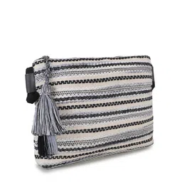 Anekaant Textured Striped Jacquard Cotton Acrylic Canvas Sling Bag With Tassell image 3