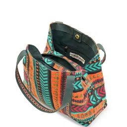 BohoGirl Women Geometric Self Design Shopper Canvas Tote Bag image 5