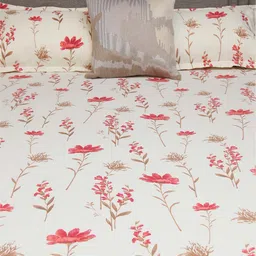URBAN SPACE White & Pink Printed 200 TC Cotton Double King Bedsheet With 2 Pillow Covers image 5