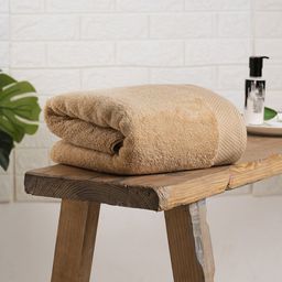 SPACES Beige Egyption Cotton Anti-Bacterial 670 GSM Reversible Bath Towel-picture-0