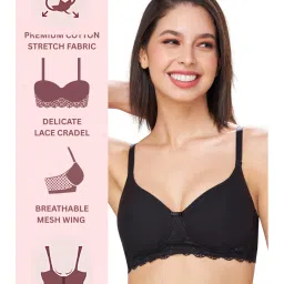 bodyline Bambi Black Seamless U-Back Wire Free Padded T-Shirt Medium Coverage Bra image 2