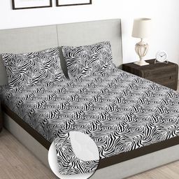 Story@home Black & White 180 TC Queen Bedsheet with 2 Pillow Covers-picture-41