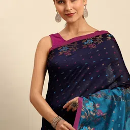 WoodenTant Ethnic Motifs Woven Design Cotton Silk Saree-picture-58