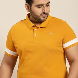 Sztori Men Plus Size Mustard Yellow Solid Pure Cotton Polo Collar T-shirt-picture-14