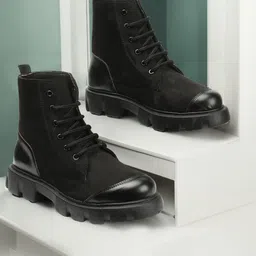 The Roadster Lifestyle Co.Women Black Mid Top Platform Heel Chunky Boots image 1