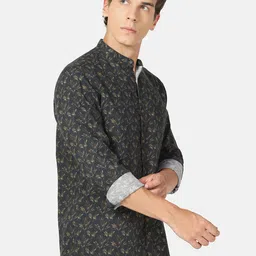 Blackberrys Straight Slim Fit Floral Printed Band Collar Casual Shirt image 3