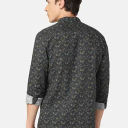 Blackberrys Straight Slim Fit Floral Printed Band Collar Casual Shirt image 5