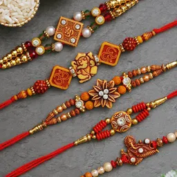 Fashion Bizz Set of 5 Stone-Studded Rakhis Comes With Roli & Chawal-picture-26