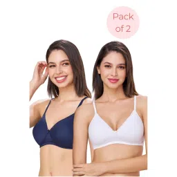 bodyline Beth White & Navy Seamless Wire-Free Padded T-Shirt Bra (Pack of 2)-image-72