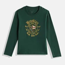 U.S. Polo Assn. Kids Boys Green Brand Logo Embroidered Pure Cotton T-shirt image 2