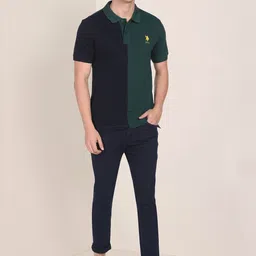 U.S. Polo Assn. Men Pure Cotton Colourblock Polo T-Shirt image 3