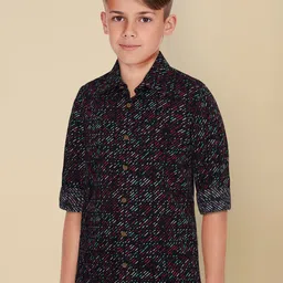 Allen Solly Junior Boys Spread Collar Geometric Printed Cotton Slim Fit Casual Shirt image 3