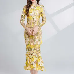 JC Collection Women Floral Embroiderd Applique Sheath Midi Dress-picture-35