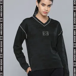 HRX By Hrithik Roshan EDGE Lifestyle Women Black Rapid-Dry Camouflage Sweatshirts-picture-34
