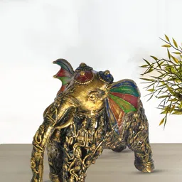 SHREE KALA HOME DECOR Brown Majestic Elephant Brass Statue Dhokra Art-picture-11