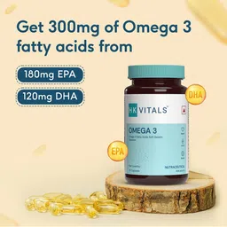 HK VITALS Omega 3 Fish Oil Soft Gelatin Capsules with EPA & DHA - 60 Capsules image 3