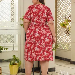 NANGALIA RUCHIRA Women's Floral Printed A-Line Midi Dress image 4