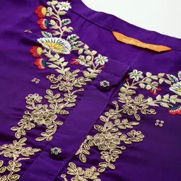 Indo Era Floral Embroidered Thread Work Kurta With Trousers & Dupatta image 2
