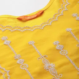 Indo Era Women Floral Embroidered Thread Work Liva Kurta with Trousers & With Dupatta image 2