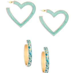 Zaveri Pearls Gold Plated Pearls Enamel Contemporary Hoop Studs Earrings image 2