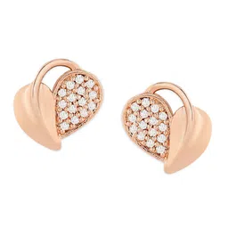 AMI Rose Gold Contemporary Cubic Zirconia Studded Studs Earrings image 3