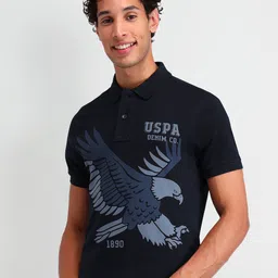 U.S. Polo Assn. Denim Co. Men Graphic Printed Polo Collar Cotton Slim Fit T-shirt image 2