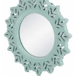 VAS collection home Blue Wall Self Design Wooden Mirror Frame image 1