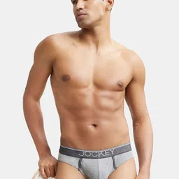 Jockey Men Pack Of 2 Pure Cotton Ribbed Basic Briefs 8044-0201-GRYML image 3