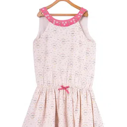 Miyo Girls Pink & White Printed Drop-Waist Dress-image-79