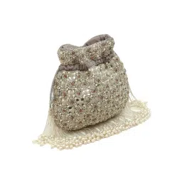 THE TAN CLAN Grey Sehaj Tasselled Potli Bag-image-15