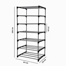 philoshop 7 Tier Metal Book Shelf Tall Narrow Storage Rack for Kids and Adults Modern Bookshelf Unit for Nursery, School, Home, and Office, Floor Mount Open image 3