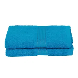 kopa BIANCA Set Of 2 Turquoise Blue Solid 380 GSM 100% Cotton Hand Towels image 2