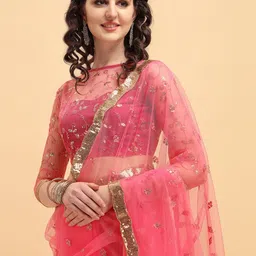 Sangria Rose & Gold-Toned Embellished Sequinned Supernet Heavy Work Saree image 1