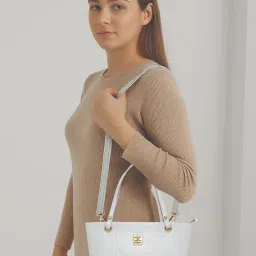 ESBEDA White Colour Petite Floral Embossed Sling Bag For Women-image-21