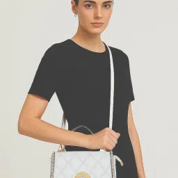 ESBEDA White Colour Quilted Charm Sling Bag For Women-image-35
