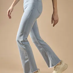 DOLCE CRUDO Women Bootcut High-Rise Light Fade Stretchable Jeans-image-95
