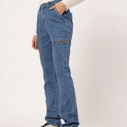 DressBerry Women Classic Panelled Straight Fit Cargo Style Jeans image 3