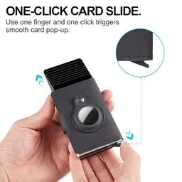 jnd Smart Wallet for AirTag, Guidemoh Card Slide Wallet Credit Card Holder with RFID Minimalist Wallet for Men, Black-1, Small, Modern image 2