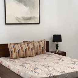 BOMBAY DYEING Fantasque Brown Floral Printed Cotton 180 TC King Bedsheet Set 2.74 x 2.74 m-picture-27