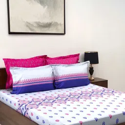 BOMBAY DYEING Celebrating India Blue Printed Cotton 300 TC King Bedsheet Set 2.74 x 2.74 m-picture-36