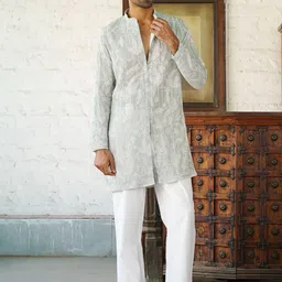 KALPRAAG Floral Printed Embroidered Regular Thread Work Kurta with Trousers image 1