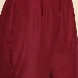 Sangria Women Red Ethnic Motifs Embroidered Pure Cotton Kurta with Trousers & With Dupatta image 3