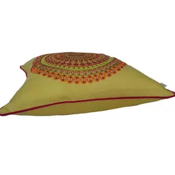 TARA- Sparkling Homes Yellow & Red 2 Pieces Cotton Silk Embroidered Square Cushion Covers image 5