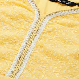 SWAGG INDIA Yellow & White Chikankari Georgette Ethnic A-Line Midi Dress image 2